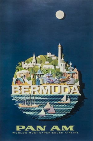 Bermuda Pan American Airways vintage travel poster